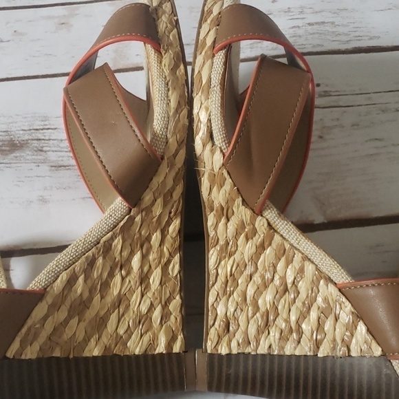 Cato brown and orange strap wedges - Picture 4 of 8